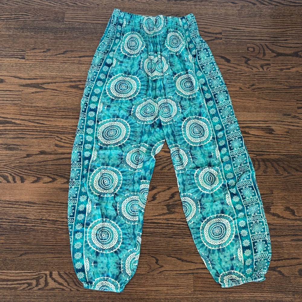 Lotus and Luna Blue Patterned Harem Pants - Size S